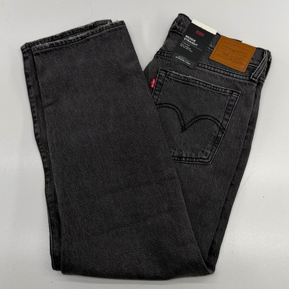 Levis Wedgie Straight High Rise Jeans Grey Charcoal 28x26 NWT 349640216